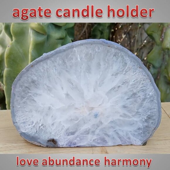 agate rock crystal candle holder 01 LOVE abundance